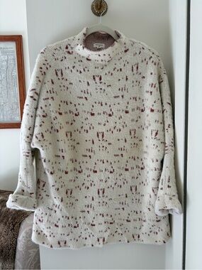 Cozy Ivory Speckled Mock Neck Sweater Poncho